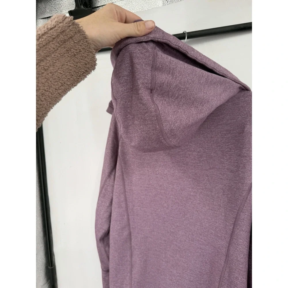 Lululemon Stride Jacket II Heathered Black Cherry Women 8 Luon Hooded Full Zip